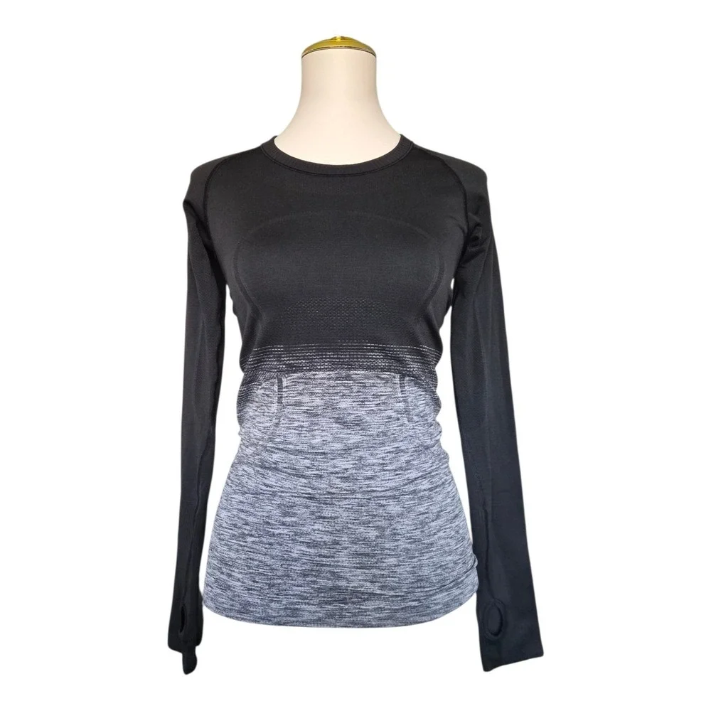 Lululemon Swiftly Tech Long Sleeve Shirt Two Tone Black/Grey Size 4‎ Athleisure